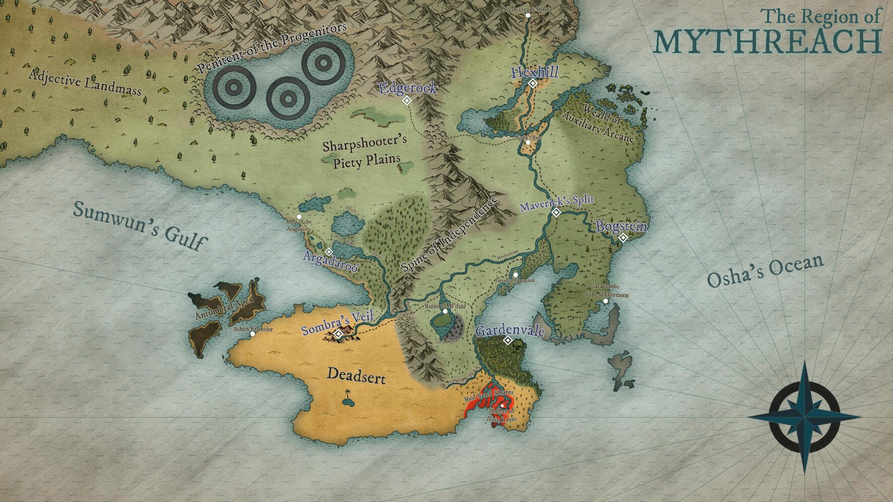 (Graphic-Mythreach) Region map for a D&D world